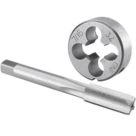 Burkit 7/16"-32 UN Tap and Die Set Right Hand, 7/16 x 32 UN Machine Thread Tap and Round Die
