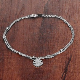 Kim Johanson Stainless Steel Women's Anklet Rose in Silver with a Strong Lobster Clasp Including Jewellery Bag, Stainless Steel