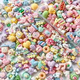TANOKOX Deco Parts, Mix, Cute, Mini Size, Whip Deco Parts, Resin Parts, Candy, Sweets, Food, Lucky Bag, Resin Adhesive Parts, Resin Cabochon, Cute Decoration Parts (Pastel Color)