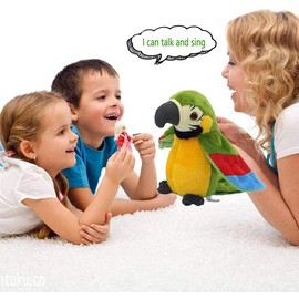 NICEYEA Cute Talking Parrot Toy Electronic Record Bird Toy Repeat What You Say Waving Wings Funny Plush Bird Toy Christmas Birthday Gift for Kids Children