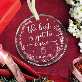 BSQUIELE Engagement Gifts for Couples 2025 - The Best is Yet to Come Glass Ornament - Gifts for Newly Engaged Couple - Happy Engagement Gifts for Bride, Groom, Him, Her - Engagement Party Decorations