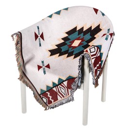 Auliuse Aztec Navajo Throw Blanket, Geometric Pattern Rug With Tassels, Bohemian Tribal Ethnic Throw Blankets for Chair Sofa Cover Couch Bed Tablecloth