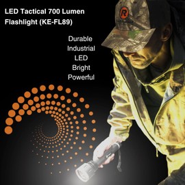 Railhead Gear LED Tactical 700 Lumen Flashlight, IPX4 Water Resistant & ANSI FL1 Rated, Aircraft Grade Aluminum, KE-FL89