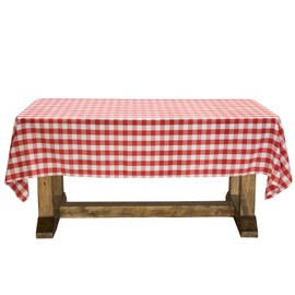 Lann's Linens - 60" x 102" Premium Checkered Tablecloth - Rectangular Polyester Fabric Picnic Table Cover - Red & White Gingham Cloth