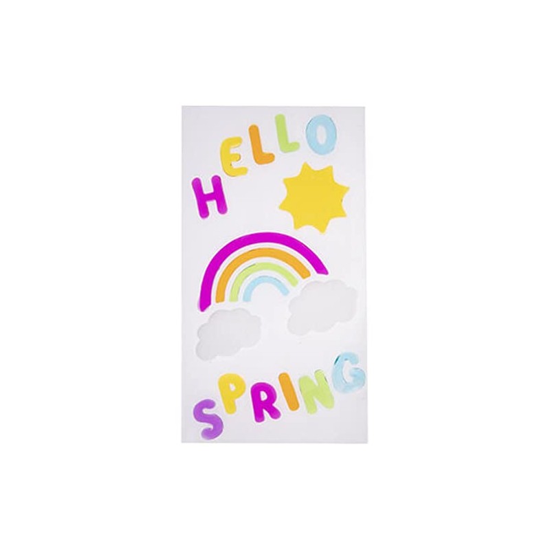 Holiday Decor 'Hello Spring' Rainbow and Sunshine Gel Window Clings