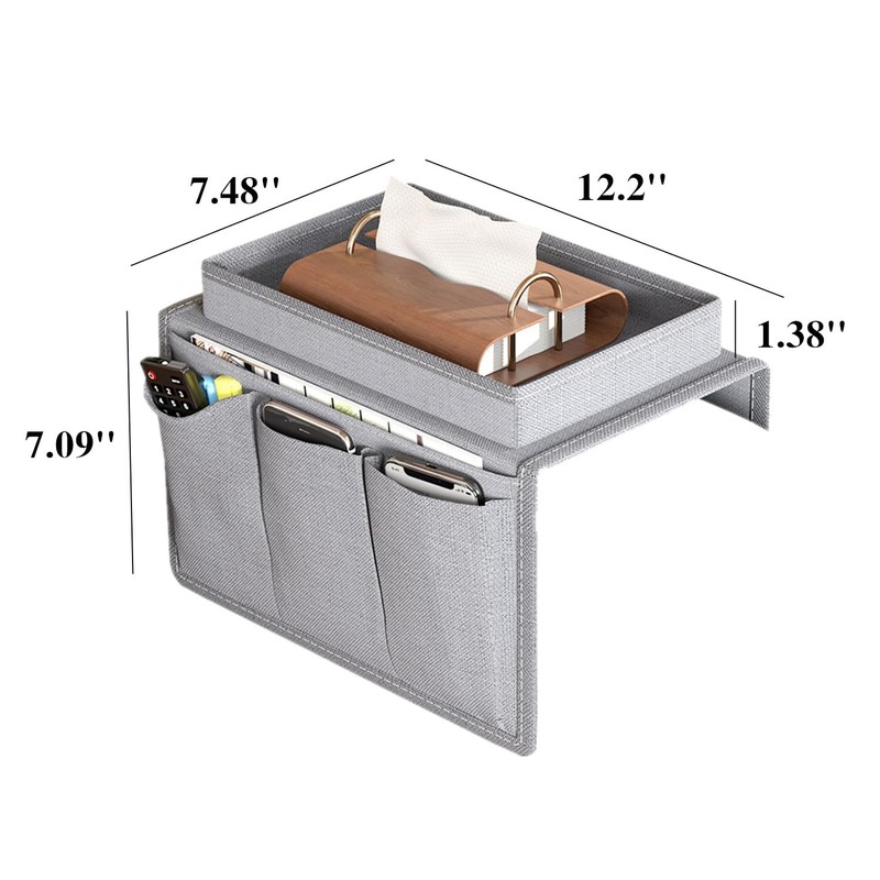 QRZLP Sofa Armrest Organizer, 4-Pocket Armchair Caddy with Cup Holder,