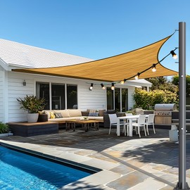 10ft Sun Shade Sail Pole 1 Pack - Outdoor Sunshade Sail Post with Carabiner Snap Steel Metal Heavy Duty Pole Kit for Support Light String,Sunshade Sail,Canopy - Thickness 1.7mm