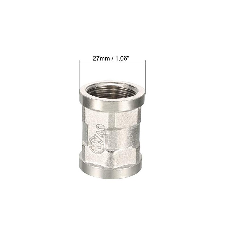 sourcing map Brass Pipe Fitting Coupling 1/2 PT Female Thread