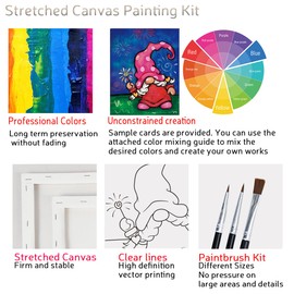 VALLSIP 2 Pack Paint and Sip Canvas Painting Kit Pre Drawn Canvas for Painting for adults Stretched Canvas Couples Games Date Night Anniversary Gifts Couple Paint Party Supplies Favor(8x10)