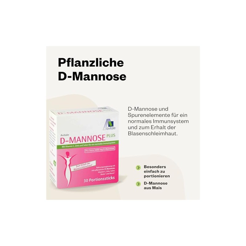 Avitale D-Mannose Plus 2000 mg Granules for Preserving the Bladder