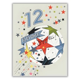 Boys 12th Birthday Card - Age 12 - Football Superstar - Contemporary Design - Eco-Friendly & Recyclable