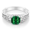 Gem Stone King 925 Sterling Silver Green Nano Emerald Engagement