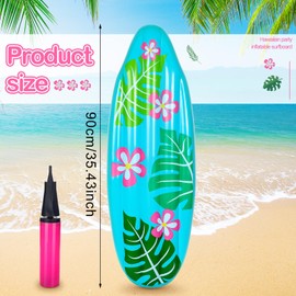 Foilswirl 4 Pcs Inflatable Surf Board 36 Inch Inflatable Pool Floats Luau Hawaiian Beach Pool Party Decorations Tropical Flower Blow up Surfboard Float for Surf Hawaiian Summer Sea Party Toy