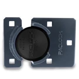 PACLOCK's UCS-7A/775 Hasp and Puck Combo Kit, Buy American Act Compliant, High Security 6-Pin Cylinder, Keyed Differently, Black Anod. Puck, Double Coated Grey Hasp
