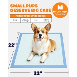 Powools Puppy Pads - Super Absorbent & Spill-Proof Pee Pads for Dogs with 6-Layer Material, Quick-Dry & Hassle-Free Potty Pads for Floors, Furniture, Vehicle, 22" × 22", 100 Packs