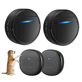 Whimsii Wireless Dog Doorbell, Ring Bell to Go Outside, IP55 Waterproof Buttons, 55 Melodies, 4 Volume Levels & 950ft Range (Black, 2 Receivers 2 Transmitters)