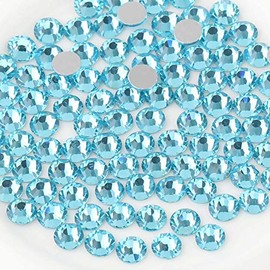 beadsland Diamantes de imitación de cristal con parte trasera plana, gemas redondas, aguamarina (4.6-4.8mm) SS20/1440 piezas
