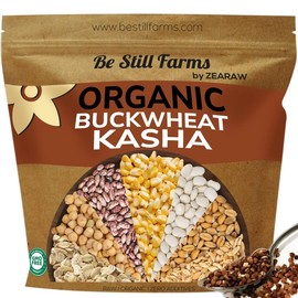 Organic Buckwheat Kasha Roasted (2.8 lb) Be Still Farms - Grechka Buckwheat Cereal From Toasted Groats Bulk No Hulls - Easy to Prep - High in Protein - USA Grown - USDA Certified - Vegan - Non-GMO