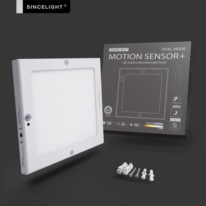 SINCELIGHT PIR LED Motion Sensor Ceiling Mounted Light Fixture, 18W
