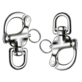 SUNOOM 316 Stainless Steel Quick Release Snap Shackle,Swivel Shackle Snap Hook,Marine Boat Shackles for Rigging, Pack of 2