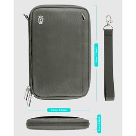 Passport Holder for Travel Family, RFID-Blocking Travel Wallet Holder for 6 Passports, Water Resistant Bag Document Organizer for Cards, Cash, Boarding Passes, Tickets, Gray, Classic