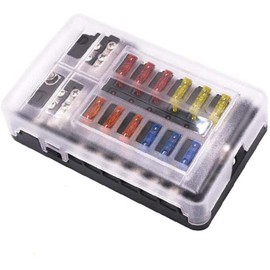 GIDREN 12 V ATO Fuse Box Car 12-Way Fuse Holder Including Fuse Box Fuse Carrier with LED Display Protective Cover for Car, Boat, Boat, Motorhome, Truck (Black)