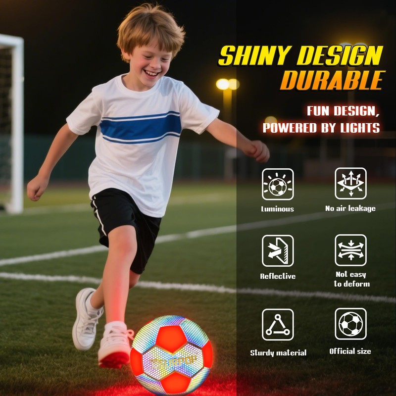 Glow in The Dark Soccer Ball with LED Lights -