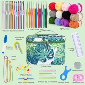 Coopay Crochet Hook Set, Portable Crochet Set for Beginners, Colourful Metal Crochet Hook and TPR Crochet Hooks with Soft Handle, Crochet Hooks Set with 12 Yarn, Crochet Bag, Accessories, Rich