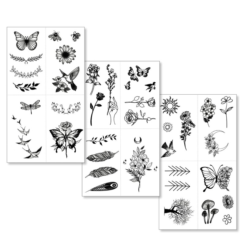 Mini Nature Temporary Tattoos - Realistic Long Lasting Waterproof Tiny
