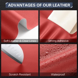 OAZ Large Leather Repair Patch, Self Adhesive, 16x63 inch, Red