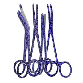 Premium Grade Set of 4 Bandage Scissors 5.5", Stitch Scissors 4.5" and Hemostat 5.5" Straight & Curved -Premium Quality Stainless Steel (Purple Paws)