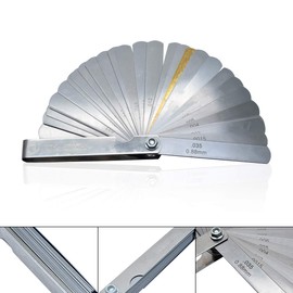 Riloer Feeler Gauge with 32 Blade and 1 Pack Offset Feeler Gauge with 16 Blade, Gauge Dual Marked Metric and Imperial Gap Measuring Tool