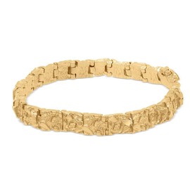 Gold Nugget Bracelet, 9mm Gold Nugget Bracelet, 14k Heavy Plated Gold, High Quality Bracelet, Unisex, Lifetime Replacement Guarantee - Length: 8in