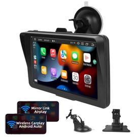 Podofo Wireless Apple Carplay & Android Car Portable Car Radio 7 Inch IPS CarPlay Display with AirPlay, Bluetooth Handsfree Kit, Real-time Navigation, Siri and AUX Driveplay