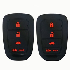 2Pcs Coolbestda Silicone Key Fob Skin Remote Cover Case Keyless Entry Holder Protector for 2013 2014 2015 2016 2017 Honda Accord Civic Crosstour CR-V HR-V MLBHLIK6-1TA (Only Fit Straight Key fob)