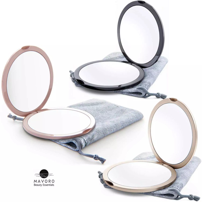 Mavoro Magnifying Compact Mirror for Purses 1x/10x Magnification â€“ Double