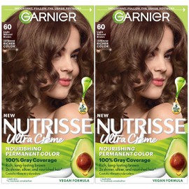 Garnier Hair Color Nutrisse Nourishing Creme, 60 Light Natural Brown (Acorn) Permanent Hair Dye, 2 Count (Packaging May Vary)