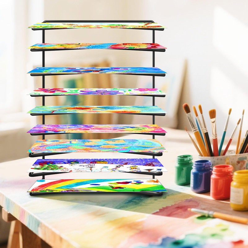 Vowcarol 2 Pack Art Drying Rack for Classroom, 9 Shelves