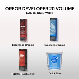 L'OREAL TECHNIQUE L'Oreal Technique Oreor 20 Volume Developer - Hair Color Developer, Creamy Formula For UniForm Results, Combine With Color of Your Choice, 16 Fl Oz