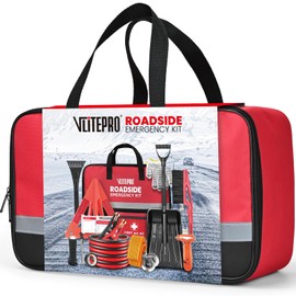 Roadside Emergency Car Kit for Vehicles, Car First Aid Kit Emergency Kit with Jumper Cables, Snow Shovel, Tow Strap, Car Safety Kits, Road Trip Assistance for Men, Women, New Driver Gifts