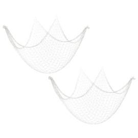 PATIKIL 79 x 39 Inch Decorative Fish Net, 2 Pack Natural Cotton Fishing Net Wall Hangings Decoration for Wedding Ocean Them Party Sea Shells, Beige