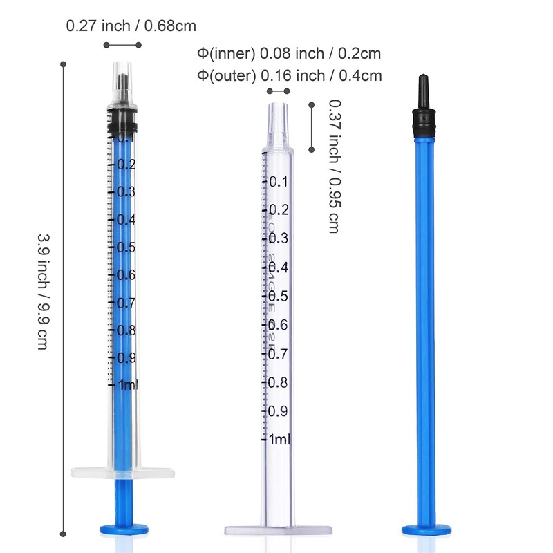SAICOOS 36 Pack 1ml Sterile Polypropylene Plastic Syringe with Measurement,