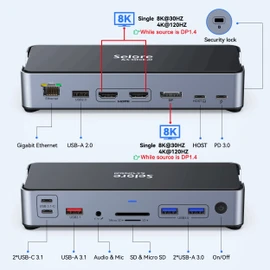 USB C Docking Station USB C Dock Single 8K Triple 4K Display Laptop Docking Station Triple Monitor 15 in 1 to 2 HDMI DisplayPort Charging Ethernet USB 3.1 Type-C Port for Dell/HP/Lenovo/Surface