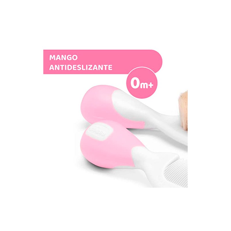 CHICCO, Cepillo y Peine para Bebé, Recién Nacidos, Color Rosa