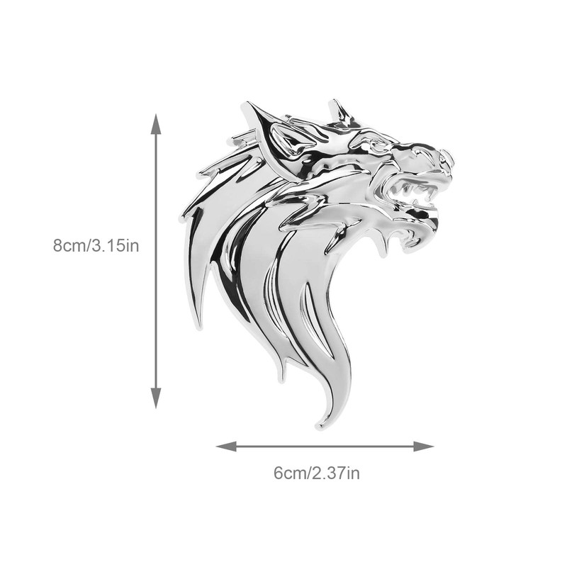 VGOL 1 Pair Wolf Head 3D Metal Stickers Decals Wolf
