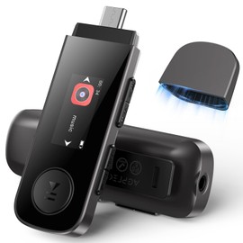 AGPTEK 2024 USB C Port, MP3 Player, Bluetooth 5.3, 64 GB, Built-in Clip, Music Player, HIFI, Compact, 0.9 oz (25 g), Ultra Lightweight, Portable, Digital Audio Player, Easy Operation with Buttons, for Exercise, USB Memory, Smartphone Transfer, FM Radio/Dialn Recording/Playback, USB Adapter Included, Gift U5