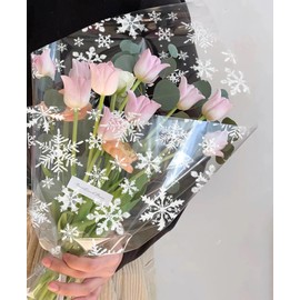 5m*80cm Christmas Cellophane Wrapping Paper Sheet with Snowflake, Topeedy Xmas Gifts Wrapping Paper for Christmas Party Gifts Cellophane Wrap forHamper Basket Flower Craft