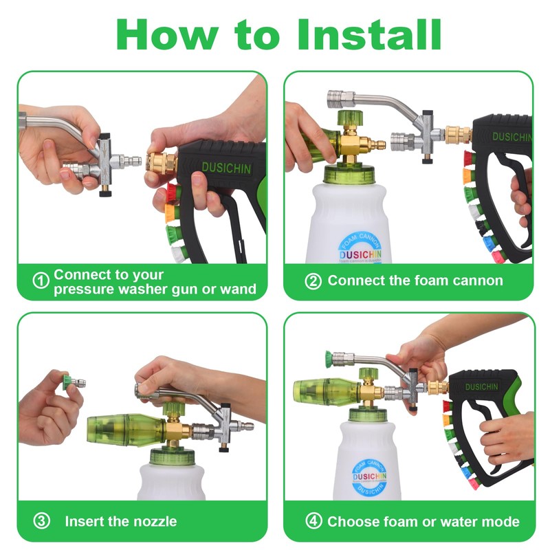 DUSICHIN Foam Cannon Pressure Washer Gun Kit 4000 PSI Double