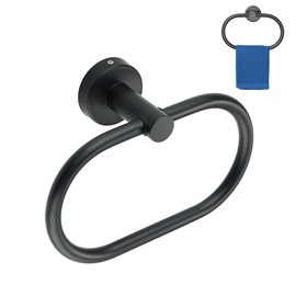 Mooche SUS 304 Stainless Steel 20.2 cm Towel Rings, Towel Holder, Bath Towel Rail, Towel Rail for Drilling with Concealed Screws, Black