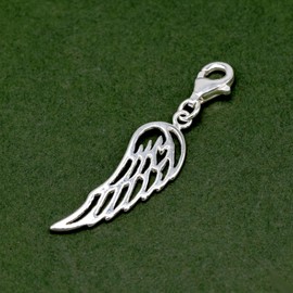 Kualitas Genuine 925 Sterling Silver Wing Charm With Claw Carabiner Clasp